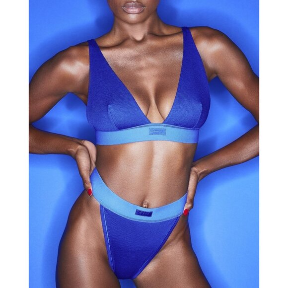 SKIMS Cotton Rib Thong Cobalt 3X - Picture 11 of 11